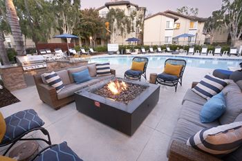 Outdoor Lounge with Relaxing Fire Pit at The Knolls, California
